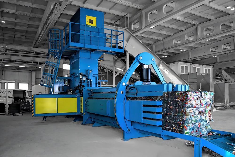 Industrial Recycling Baler in a waste management facility