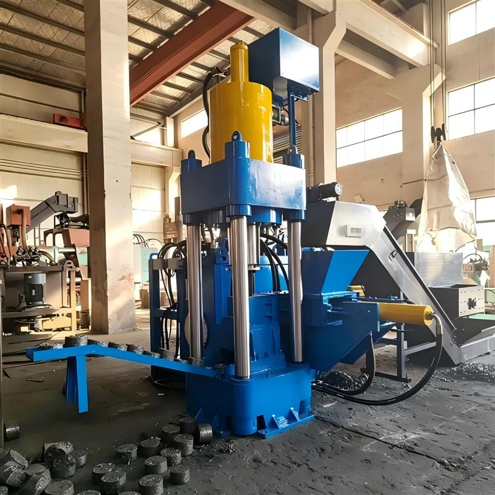 Industrial Hydraulic Briquetting Machine in Operation