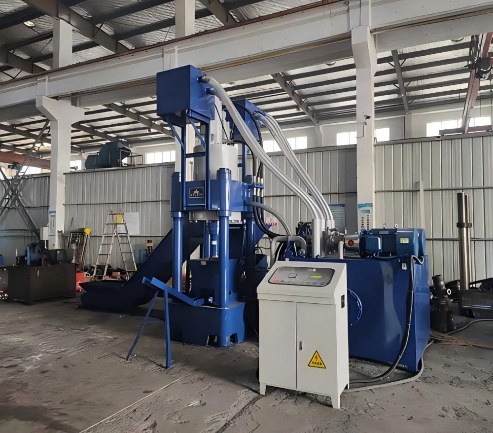 Industrial Hydraulic Briquetting Machine in Operation