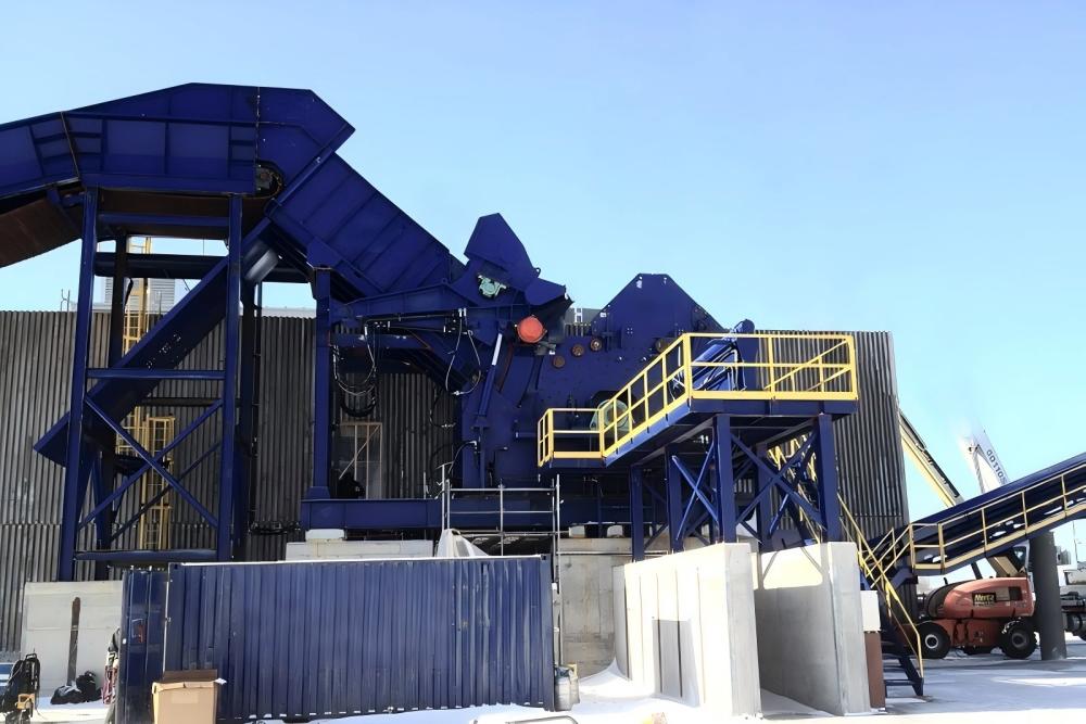 Traditional Auto Shredders in a recycling facility