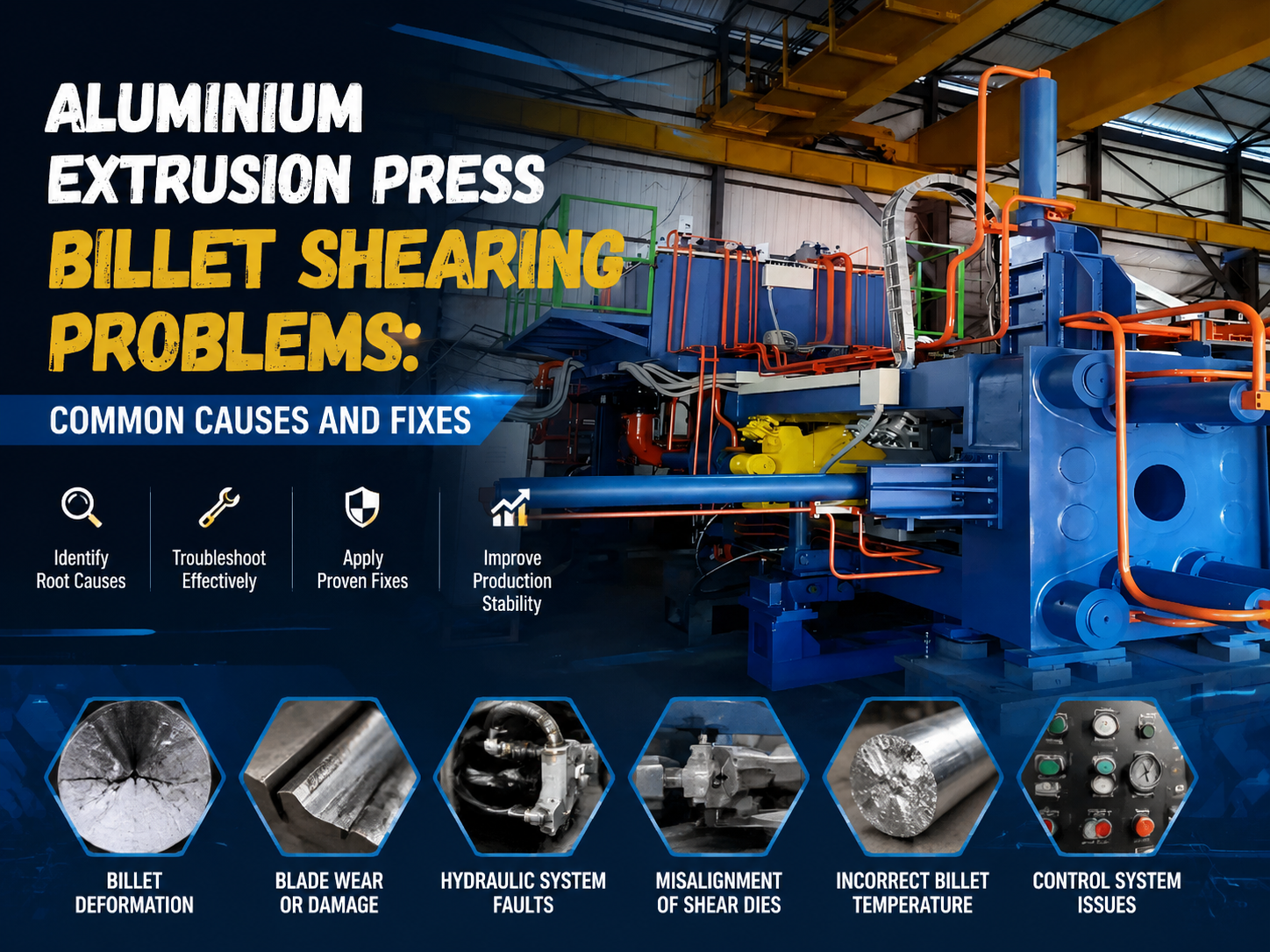 aluminium extrusion press billet shearing problems common causes and
