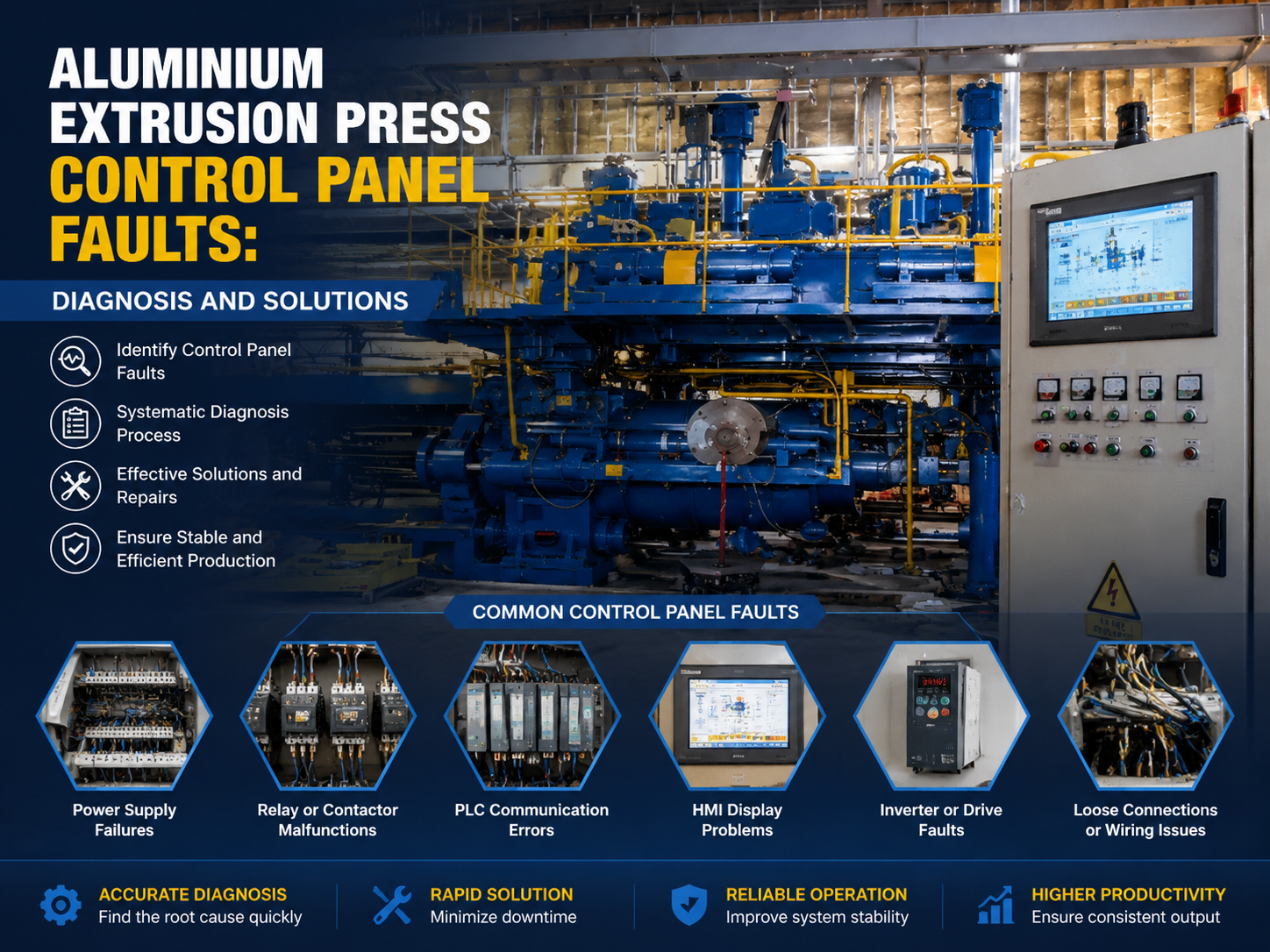 aluminium extrusion press control panel faults diagnosis and solutions
