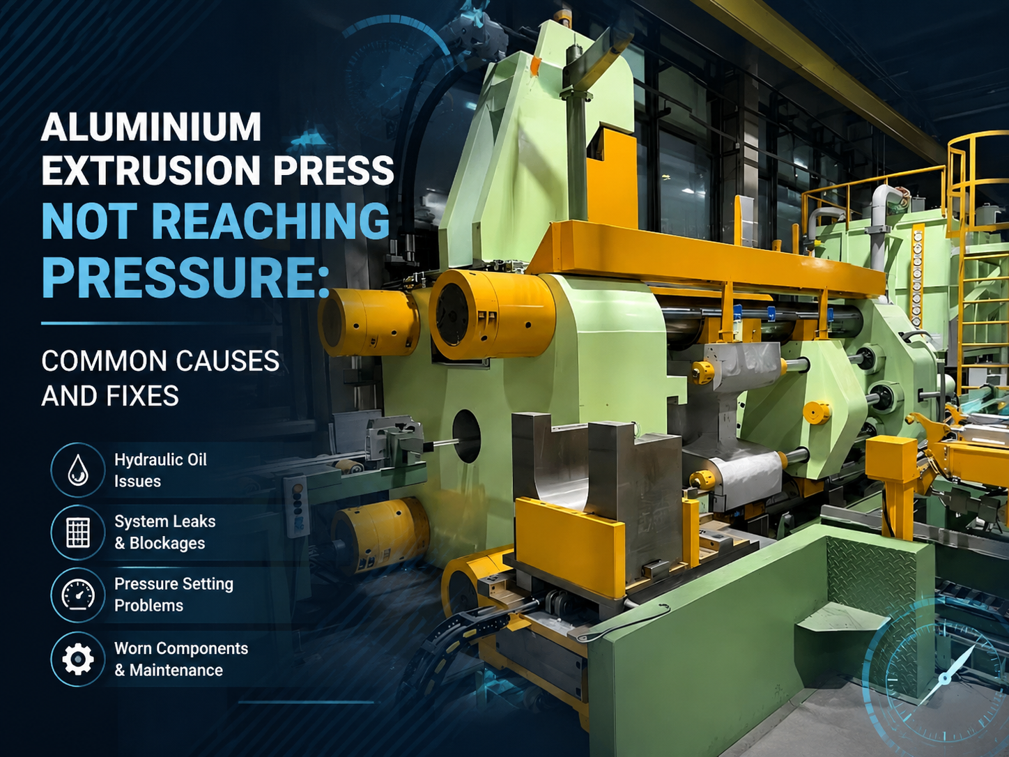 aluminium extrusion press not reaching pressure common causes and