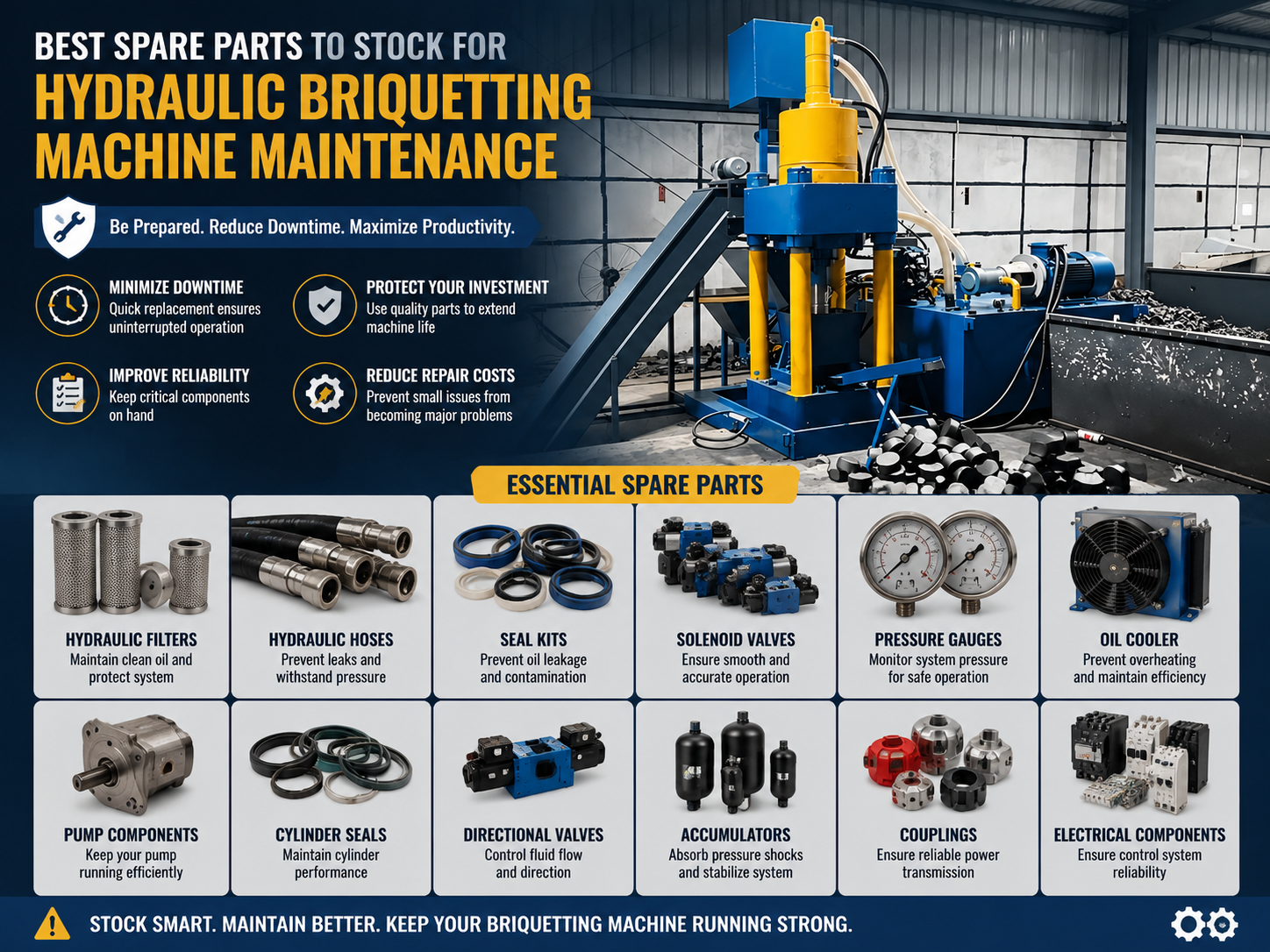 best spare parts to stock for hydraulic briquetting machine maintenance a comprehensive gu