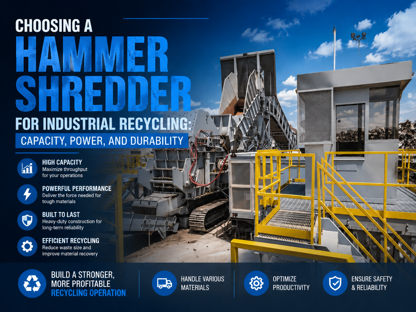 choosing a hammer shredder industrial recycling capacity power durability