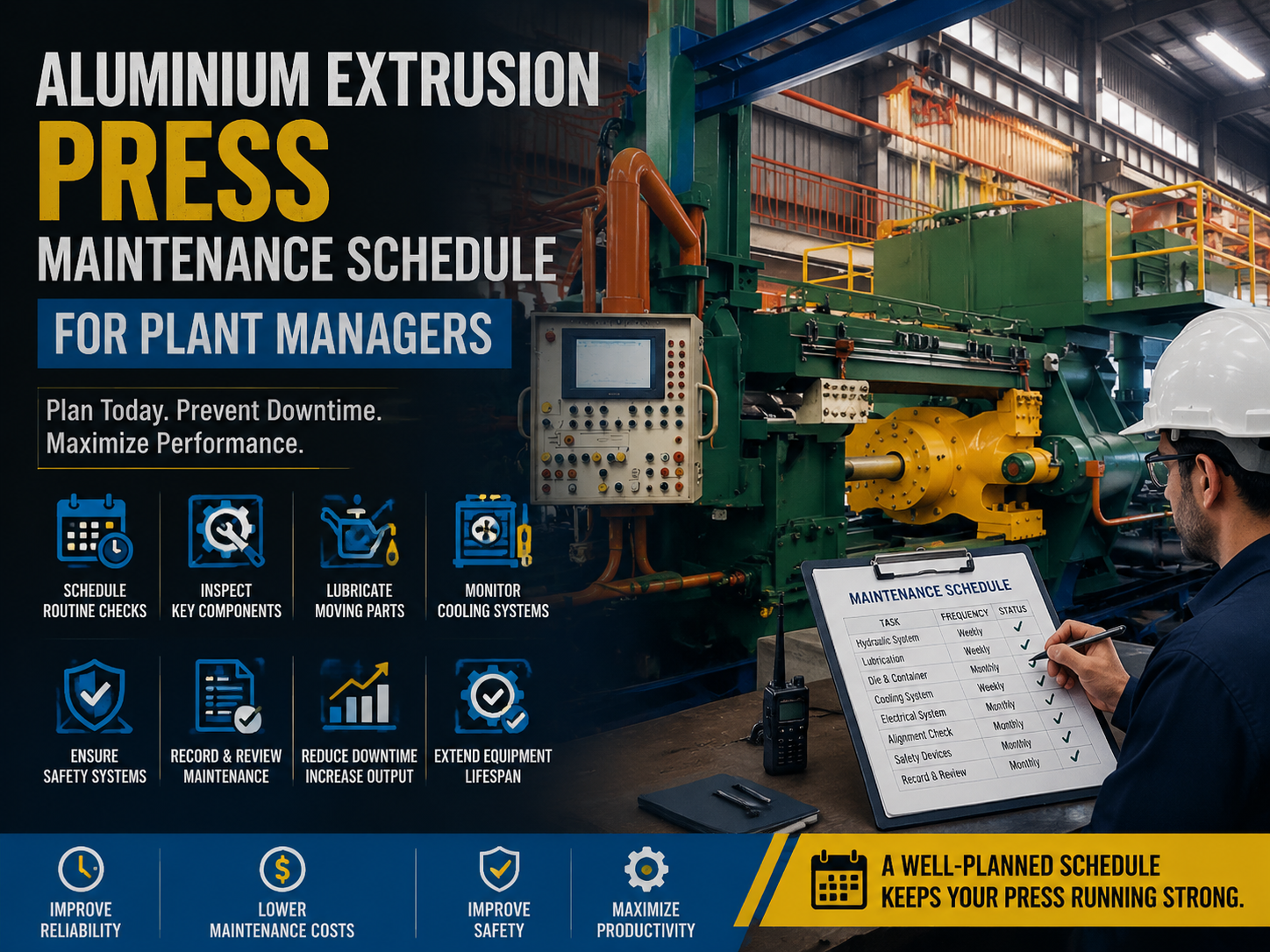 comprehensive aluminium extrusion press maintenance schedule for plant managers