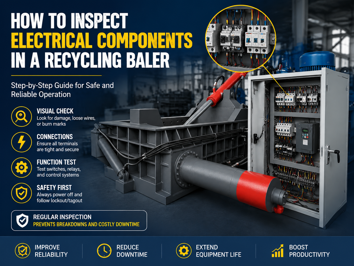 comprehensive guide how to inspect electrical components in a recycling baler