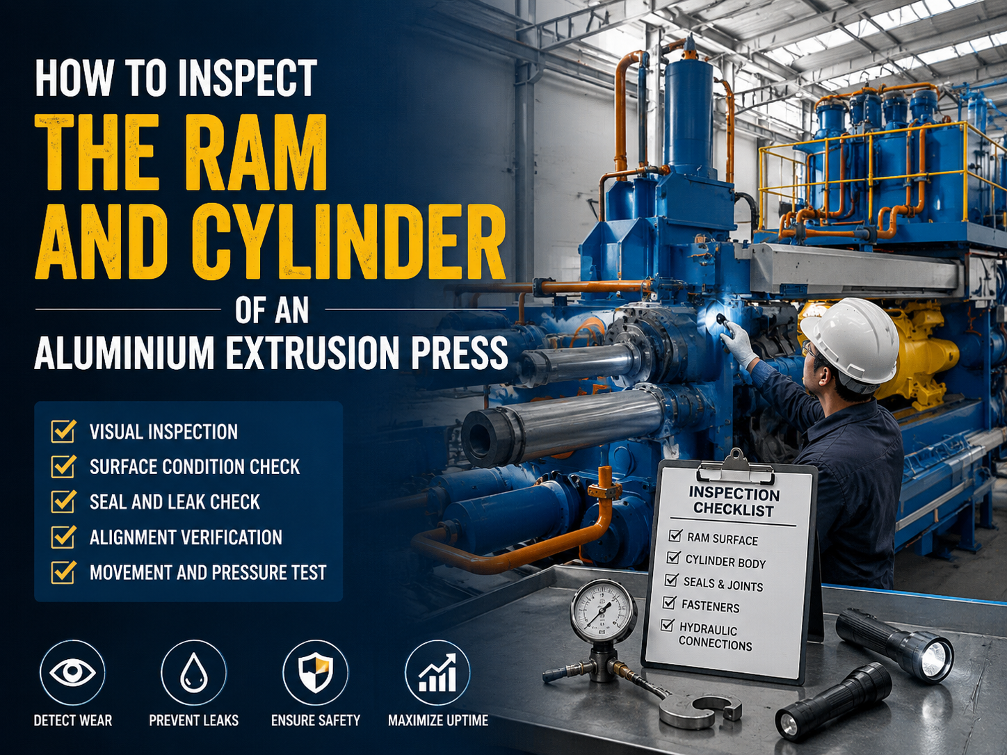 comprehensive guide how to inspect the ram and cylinder of an aluminium extrusion press