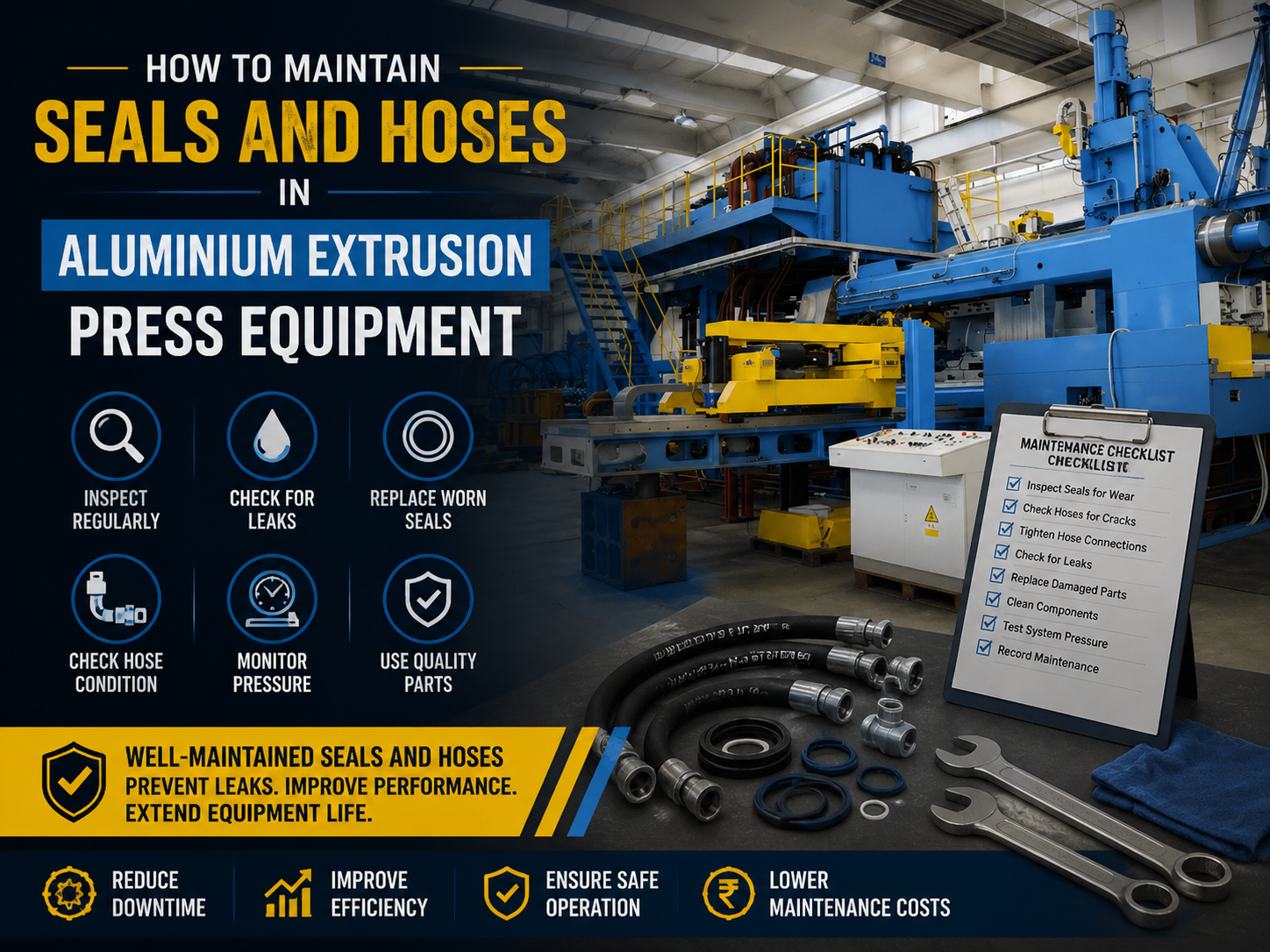 comprehensive guide how to maintain seals and hoses in aluminium extrusion press equipment