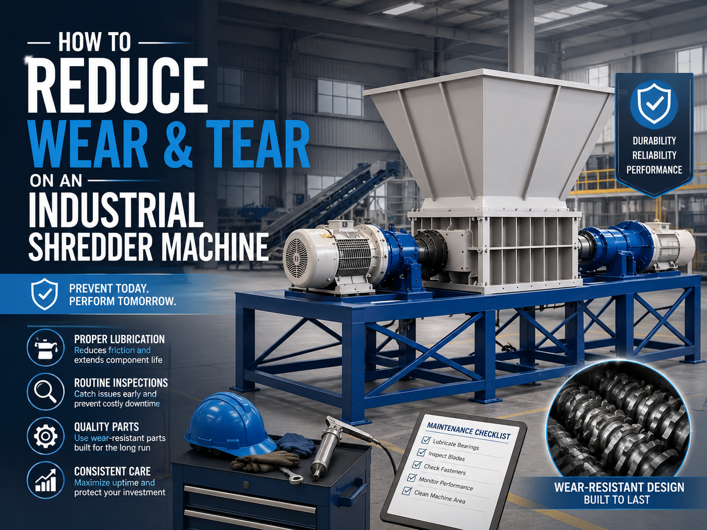comprehensive guide how to reduce wear and tear on an industrial shredder machine