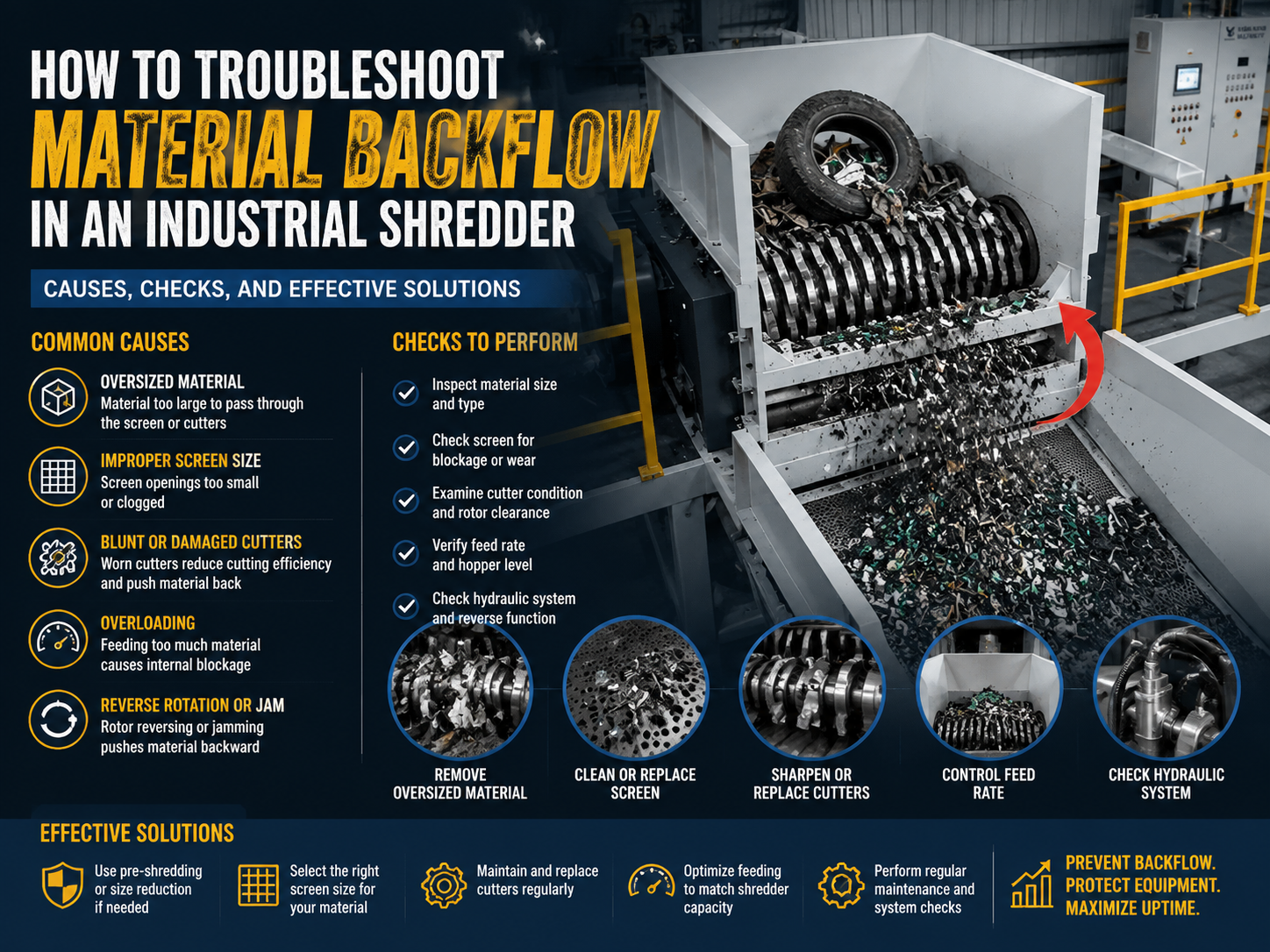 comprehensive guide how to troubleshoot material backflow in an industrial shredder