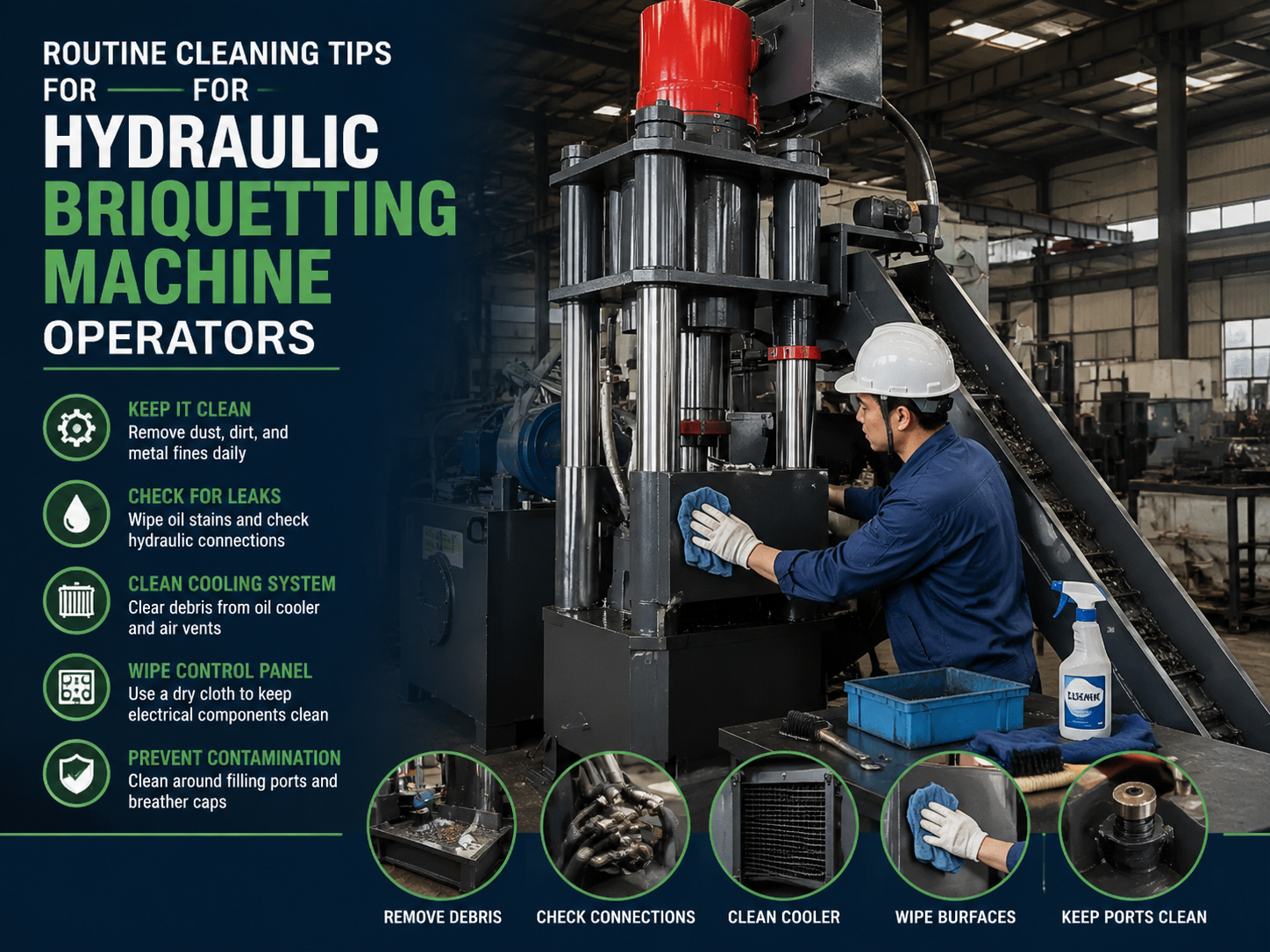 comprehensive guide routine cleaning tips for hydraulic briquetting machine operators