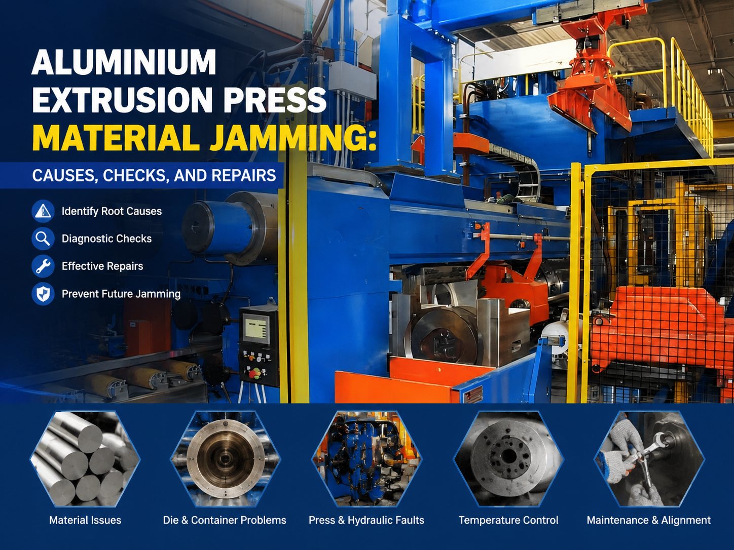 comprehensive guide to aluminium extrusion press material jamming causes checks and repair