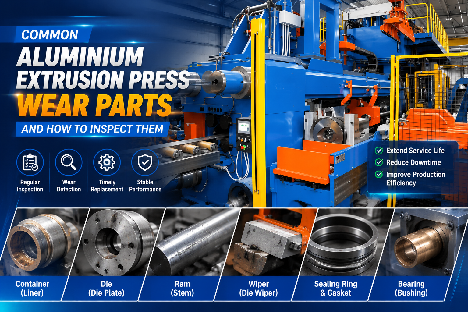 comprehensive guide to common aluminium extrusion press wear parts and how to inspect them