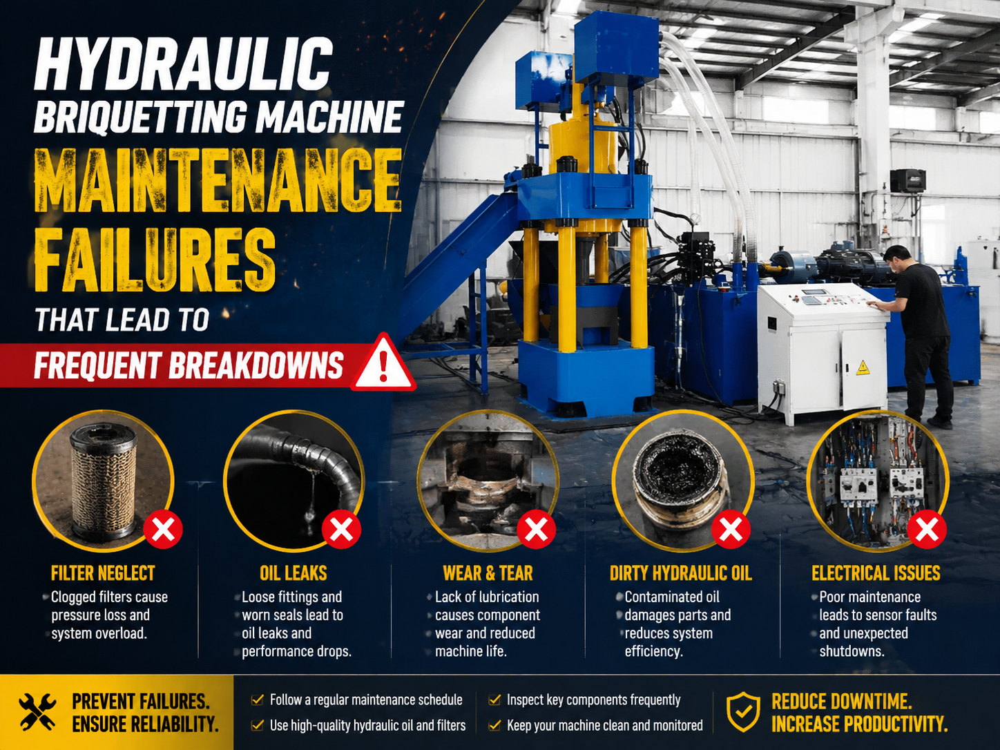 comprehensive guide to hydraulic briquetting machine maintenance failures that lead to fre