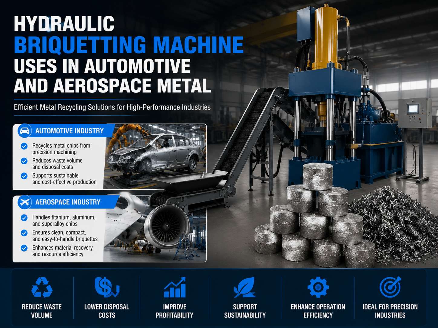 comprehensive guide to hydraulic briquetting machine uses in automotive aerospace metal fa