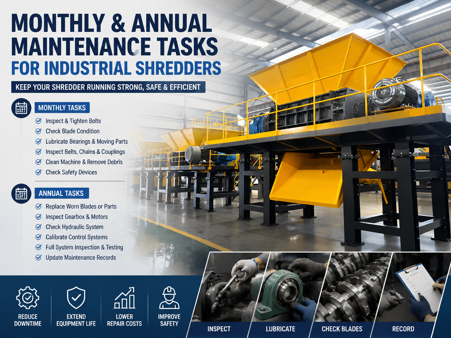 comprehensive guide to monthly and annual maintenance tasks for industrial shredders