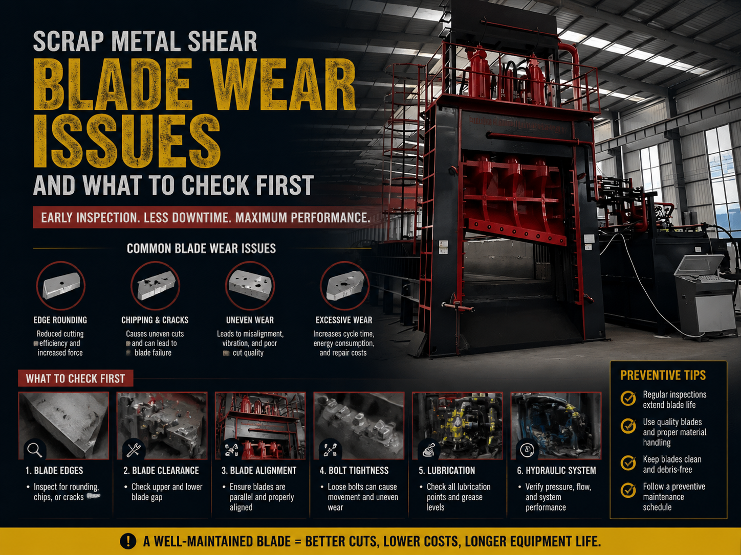 comprehensive guide to scrap metal shear blade wear issues what to check first