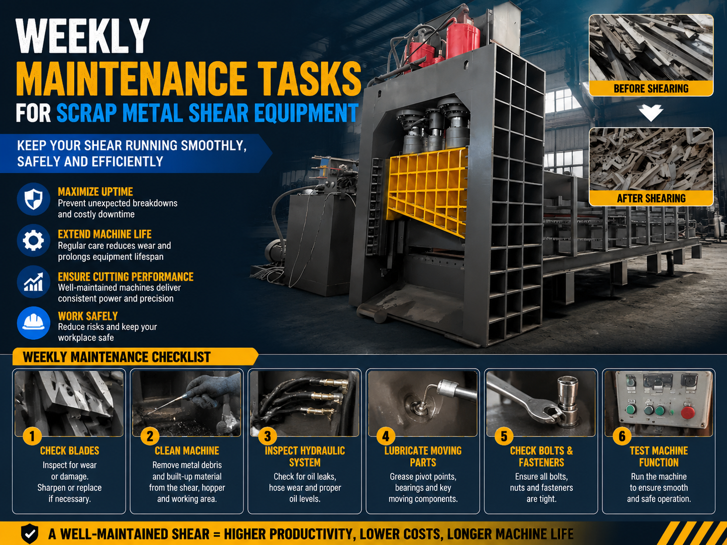 comprehensive guide to weekly maintenance tasks for scrap metal shear equipment
