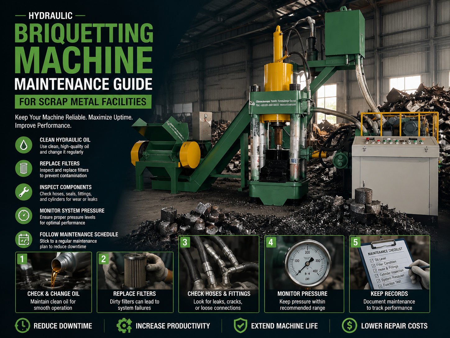 comprehensive hydraulic briquetting machine maintenance guide for scrap metal facilities