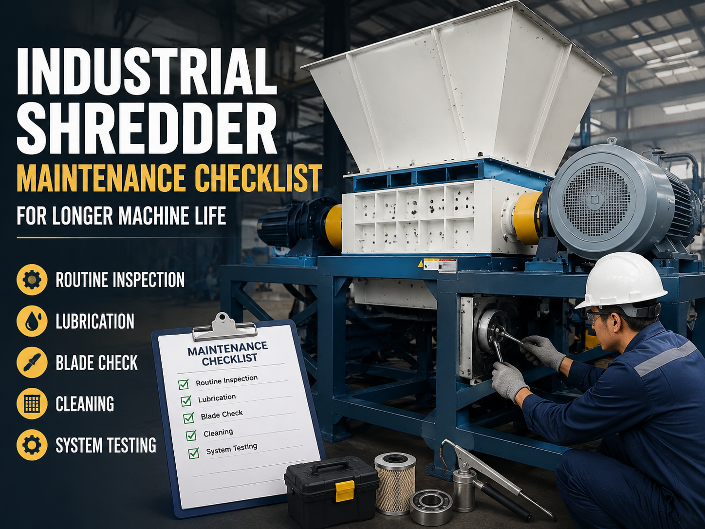 comprehensive industrial shredder maintenance checklist for longer machine life