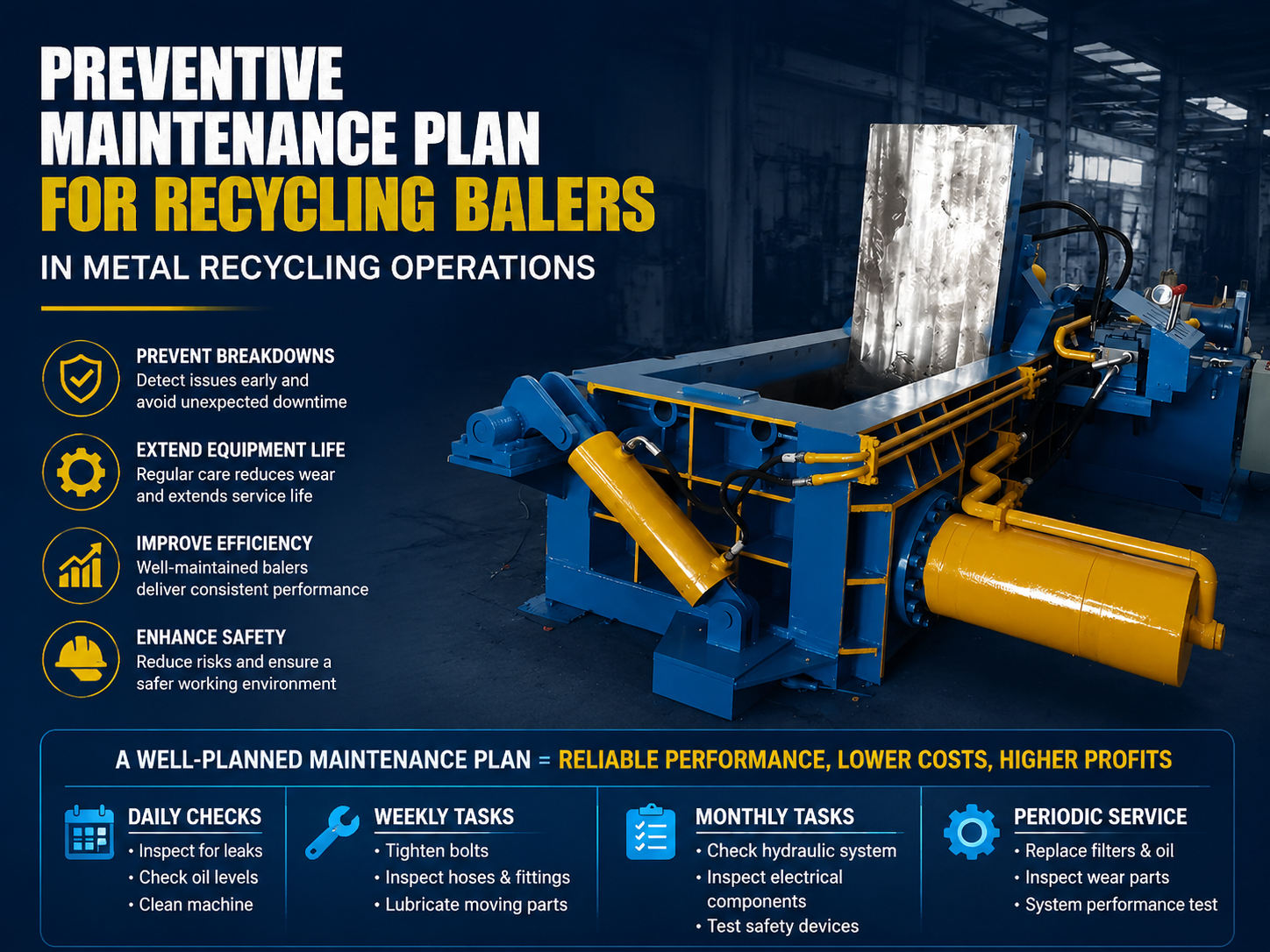 comprehensive preventive maintenance plan for recycling balers in metal recycling operatio