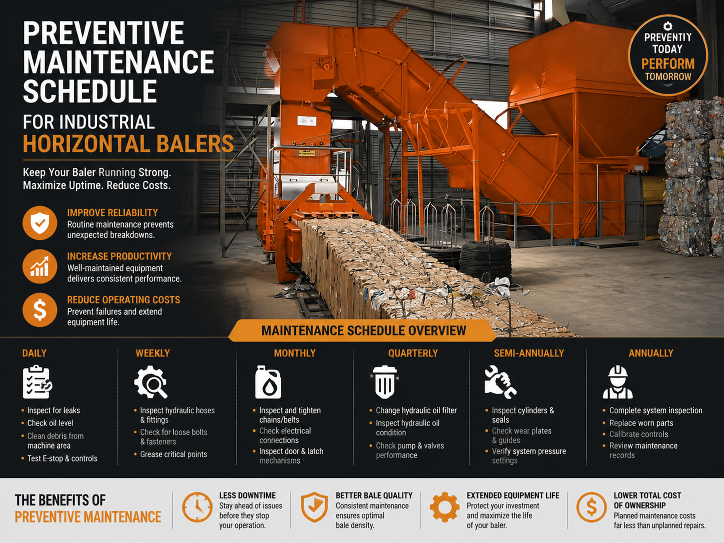 comprehensive preventive maintenance schedule for industrial horizontal balers a technical
