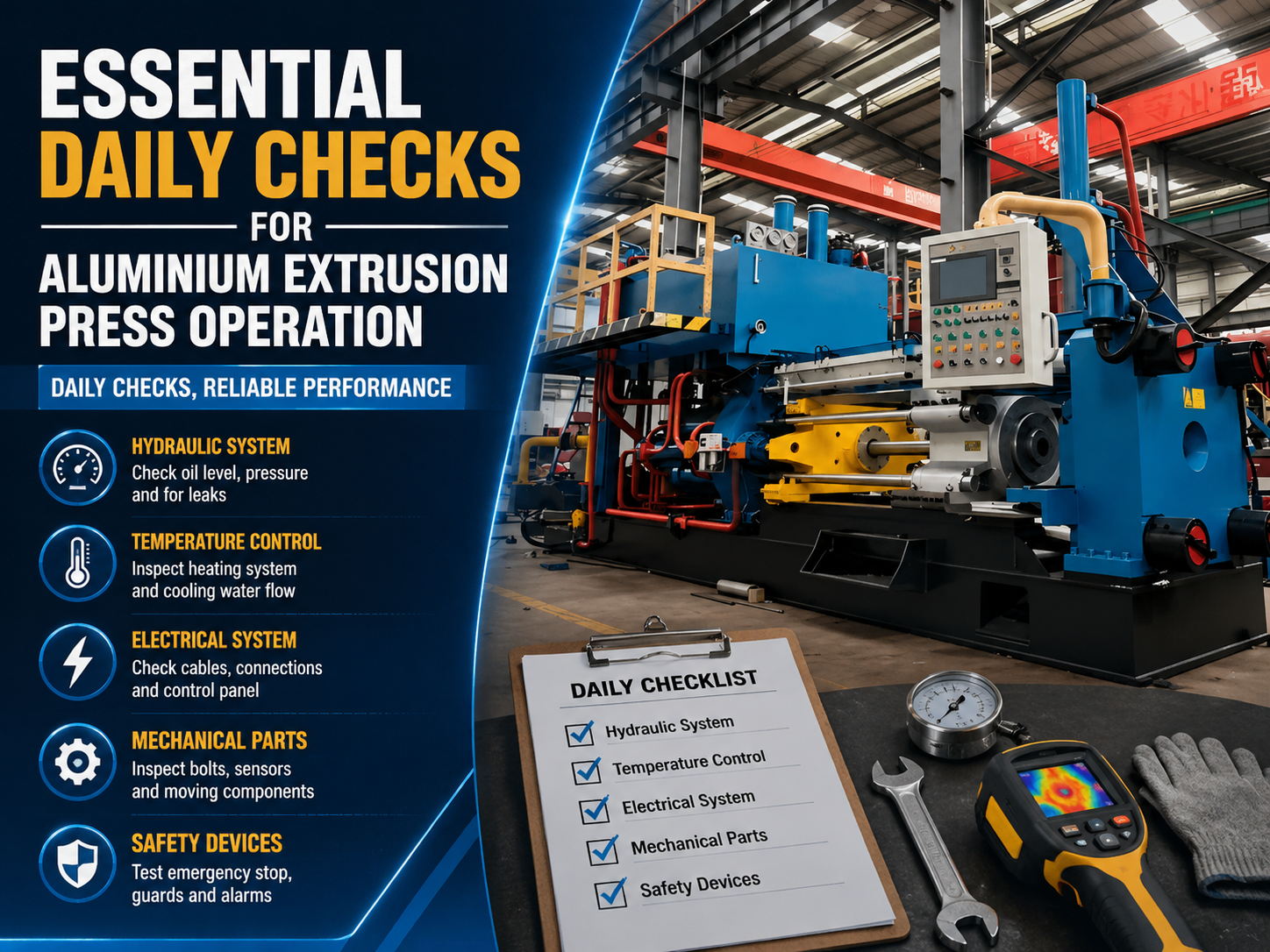 essential daily checks for aluminium extrusion press operation a comprehensive guide