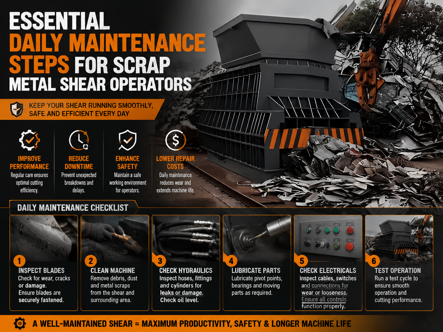 essential daily maintenance steps for scrap metal shear operators a comprehensive guide