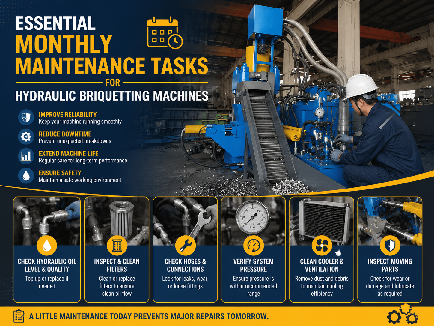 essential monthly maintenance tasks for hydraulic briquetting machines a comprehensive gui