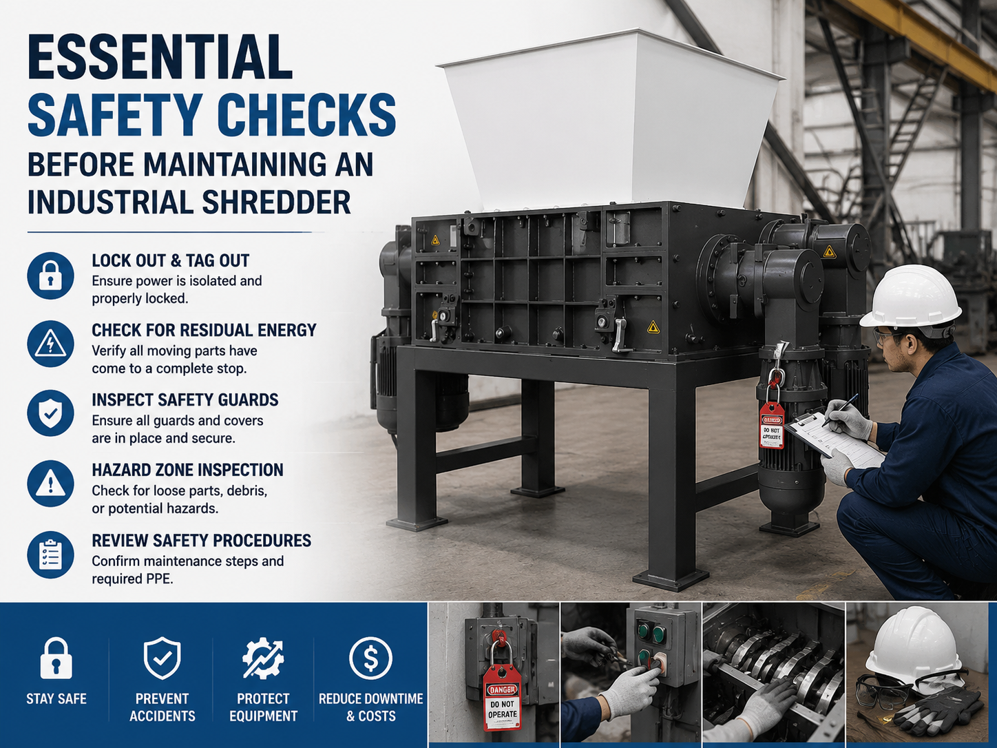 essential safety checks before maintaining an industrial shredder 1