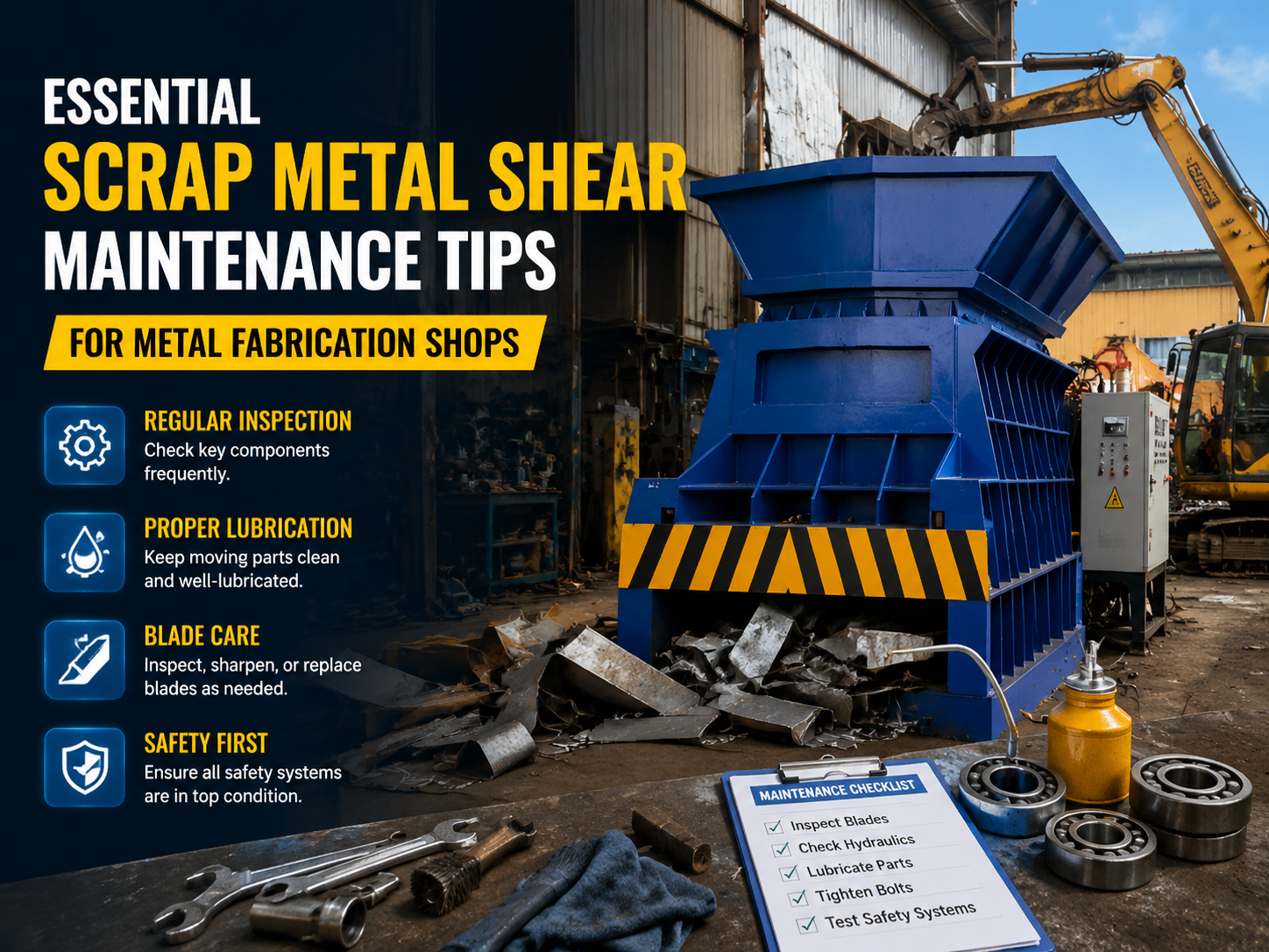 essential scrap metal shear maintenance tips for metal fabrication shops 1