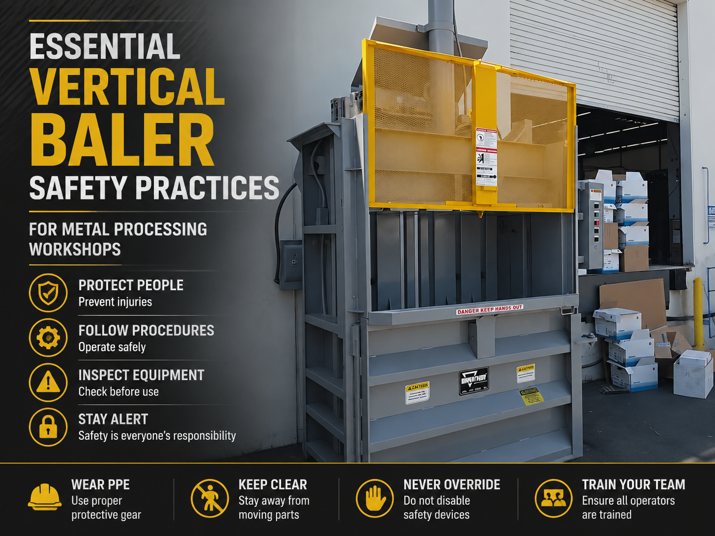 essential vertical baler safety practices for metal processing workshops 1