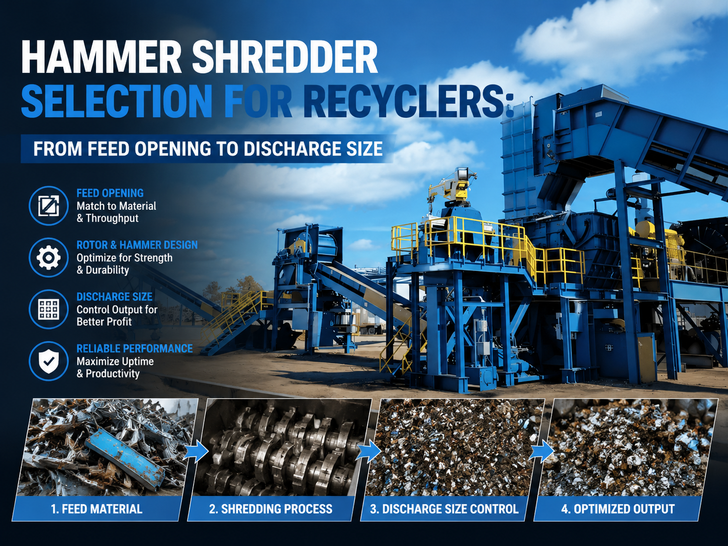 hammer shredder selection for recyclers from feed opening to discharge size