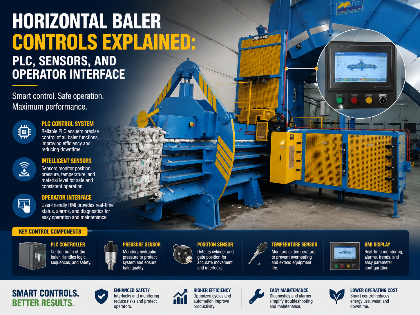 horizontal baler controls explained plc sensors and operator interface
