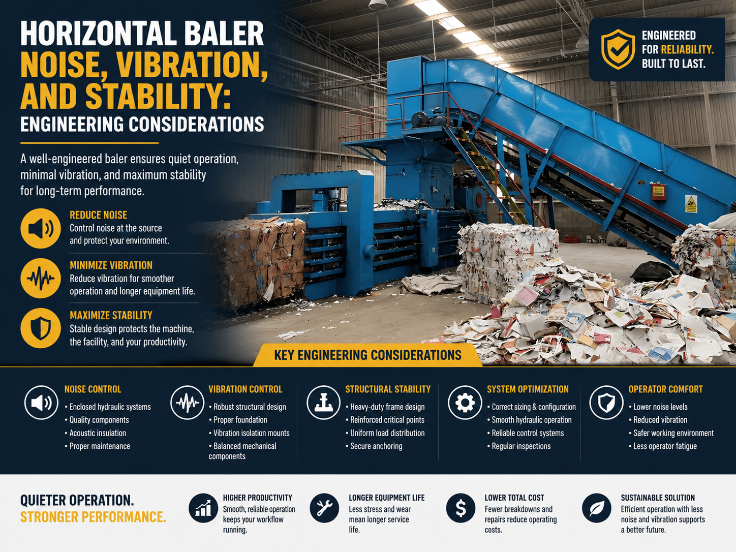 horizontal baler noise vibration and stability engineering considerations