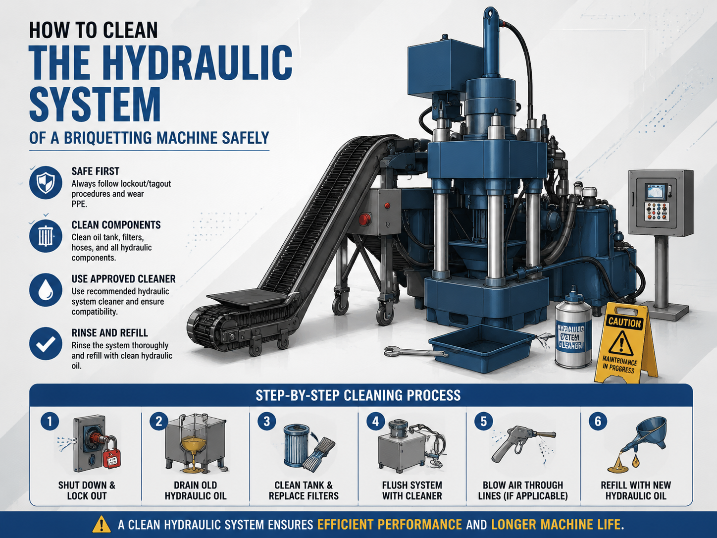 how to clean the hydraulic system of a briquetting machine safely a comprehensive industri
