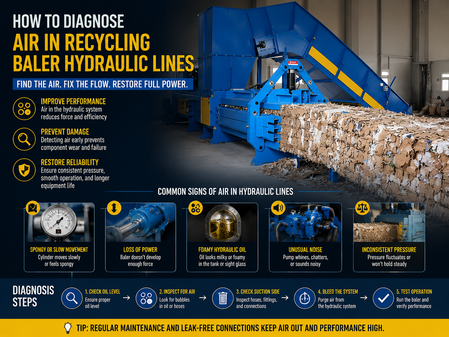 how to diagnose air in recycling baler hydraulic lines a comprehensive guide