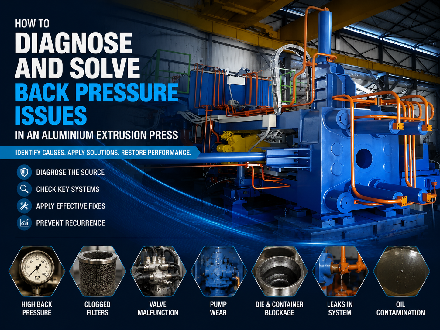 how to diagnose and solve back pressure issues in an aluminium extrusion press 1