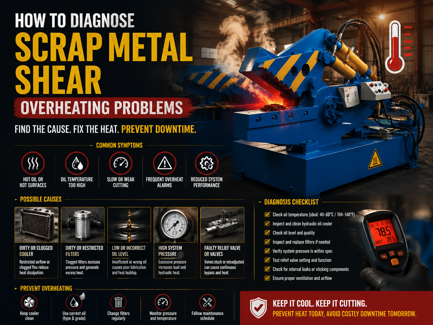 how to diagnose scrap metal shear overheating problems a comprehensive technical guide