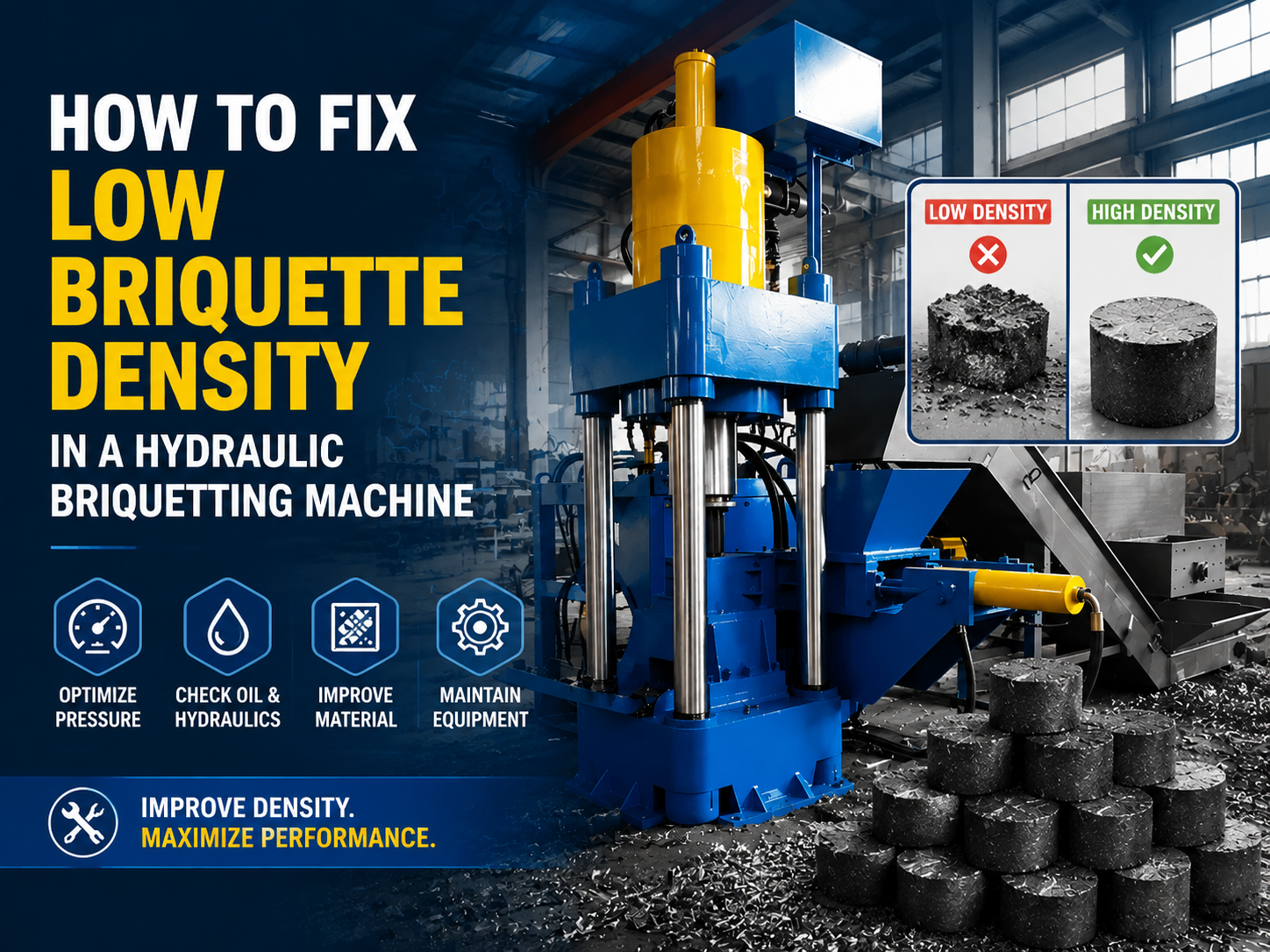 how to fix low briquette density in a hydraulic briquetting machine a comprehensive indust