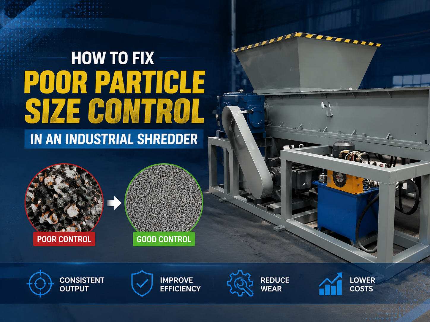 how to fix poor particle size control in an industrial shredder 1