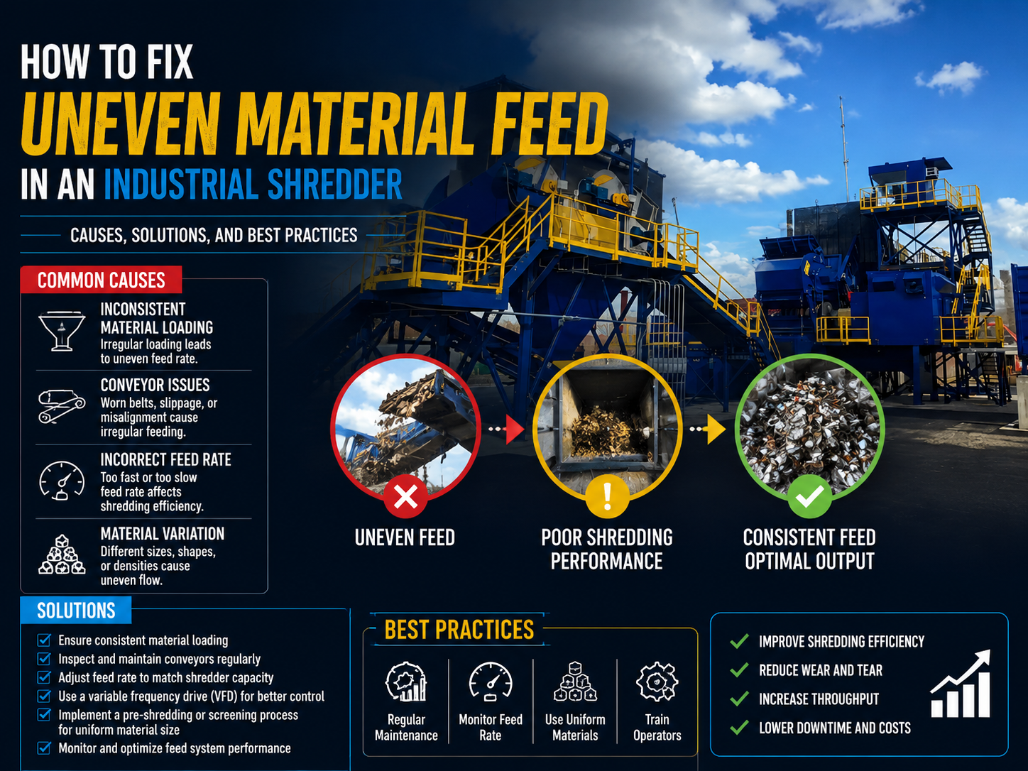 how to fix uneven material feed in an industrial shredder a comprehensive technical guide