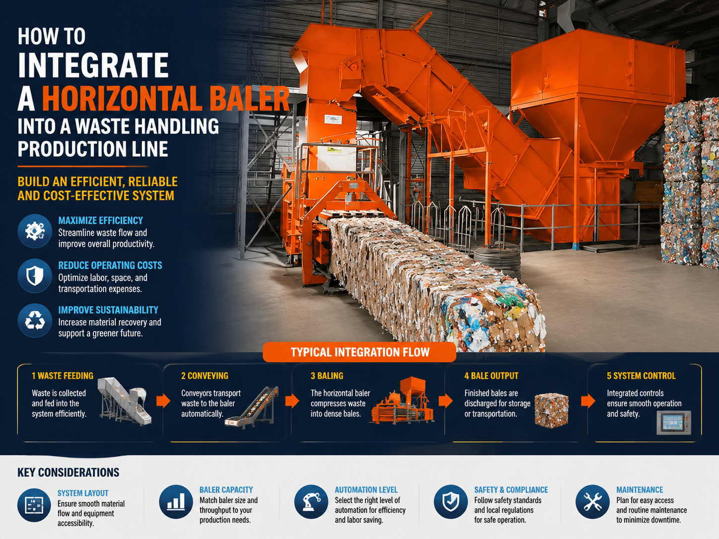 how to integrate a horizontal baler into a waste handling production line 1