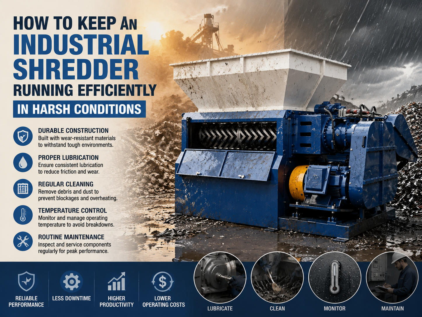 how to keep an industrial shredder running efficiently in harsh conditions 1