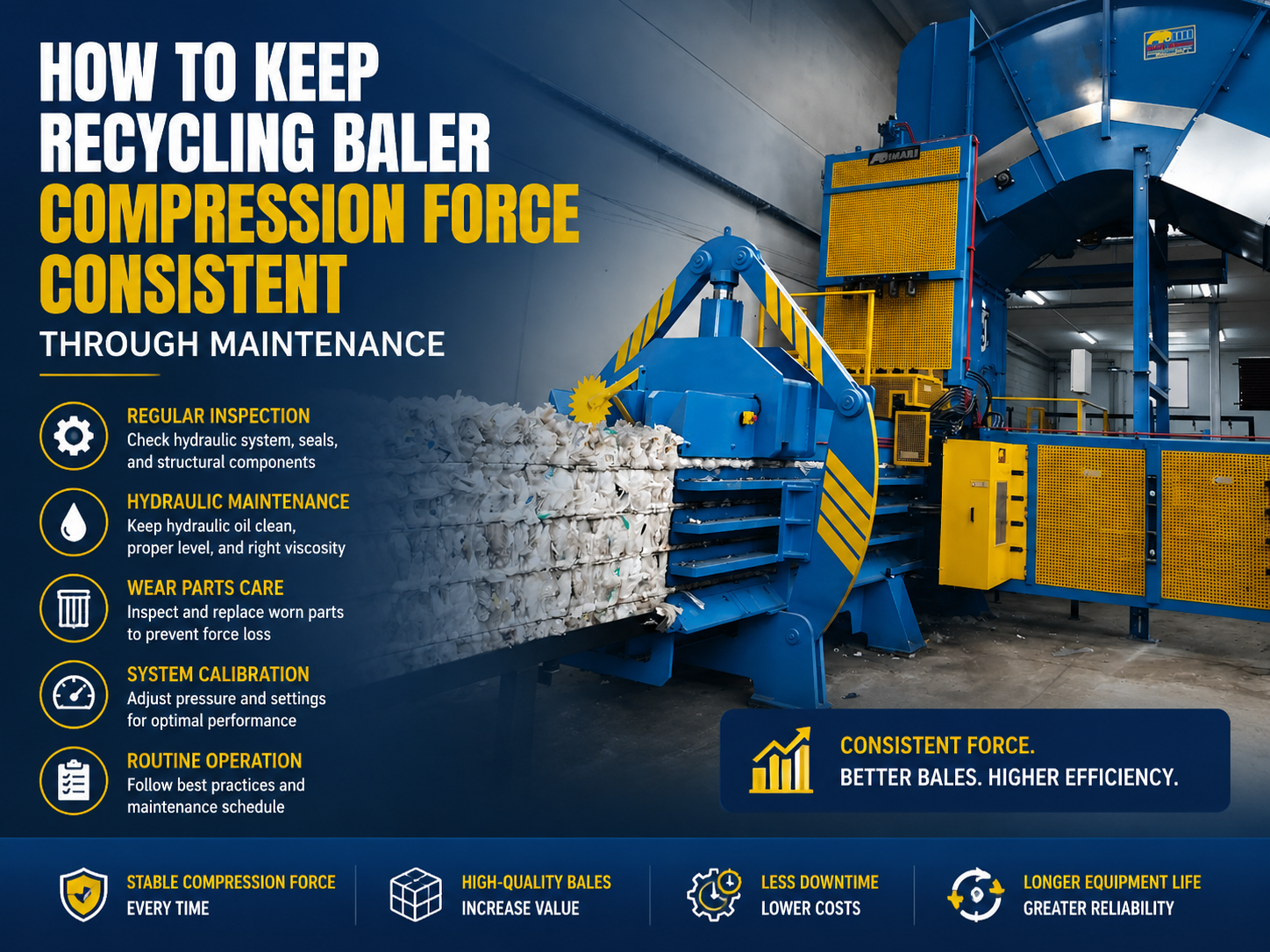how to keep recycling baler compression force consistent through maintenance 1