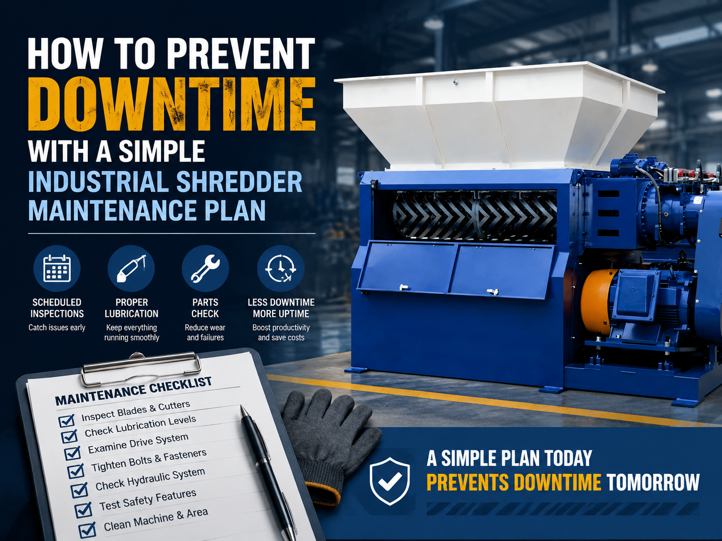 how to prevent downtime with a simple industrial shredder maintenance plan 1