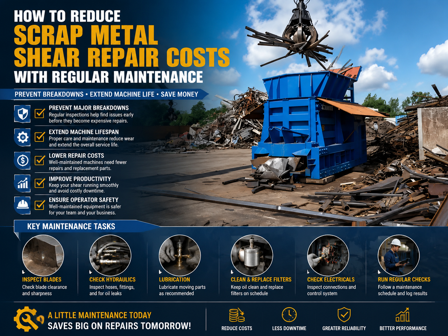 how to reduce scrap metal shear repair costs with regular maintenance 1