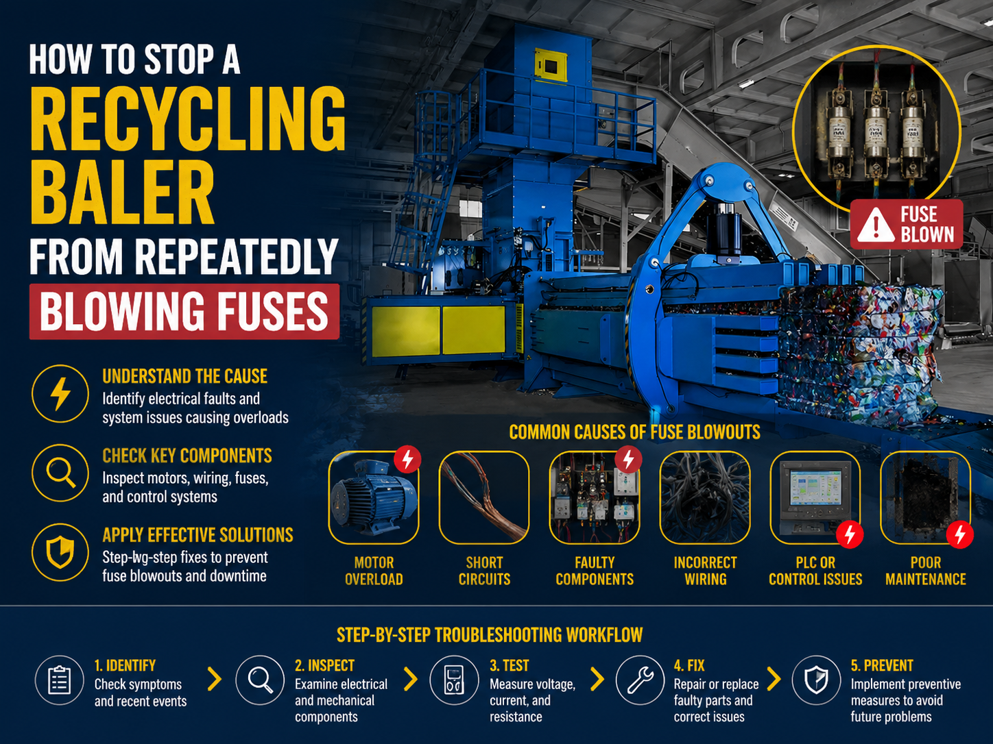 how to stop a recycling baler from repeatedly blowing fuses 1