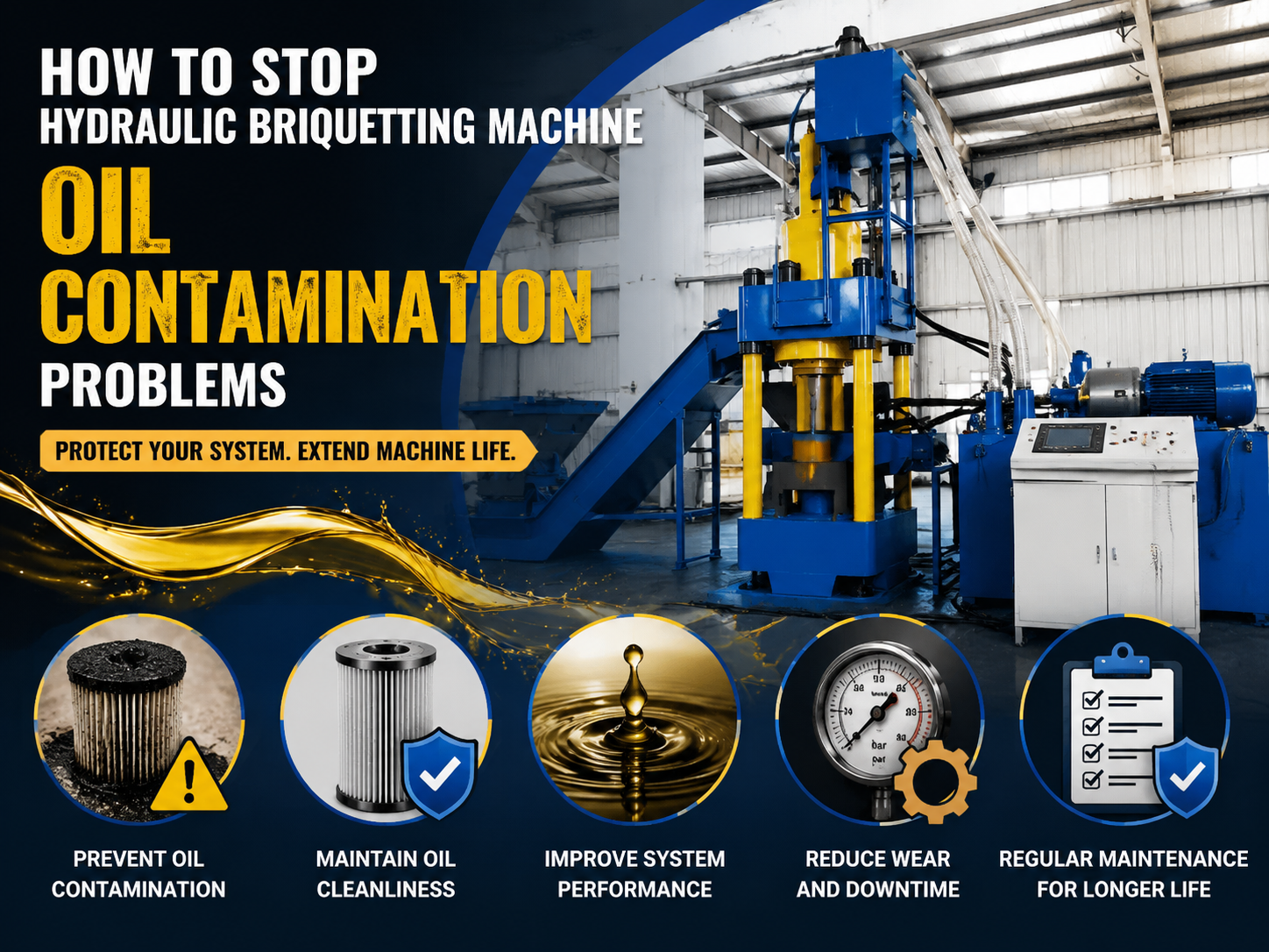 how to stop hydraulic briquetting machine oil contamination problems a comprehensive indus